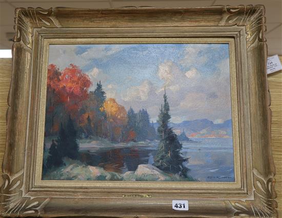 Eric Riordon (Canadian 1906-1948) Autumn Day, Lac de lAchigan 12 x 15.5in.